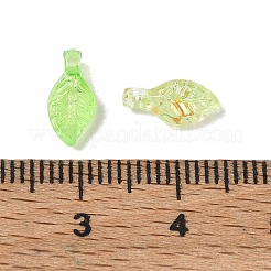 透明アクリルと金箔のペンダント  葉のチャーム  芝生の緑  10x5x3.5mm  穴：1.4mm&nbsp;AC-CBAF9C1-04A-02