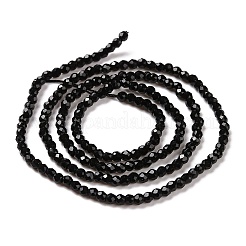 透明ガラスビーズ連売り  多面カットラウンド  ブラック  2mm  穴：0.8mm  約160~178個/連  13.58 ~14.17インチ（34.5~36cm）&nbsp;GLAA-H021-04-22