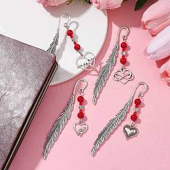 Valentine's Day Alloy Heart Pendant Bookmarks&nbsp;AJEW-JK00270
