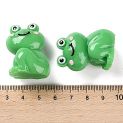 漫画かわいい樹脂3Dカエルの置物  ホームオフィスのデスクトップ装飾用  シーグリーン  33.5x28x25mm&nbsp;LS-RESI-Z024-01D