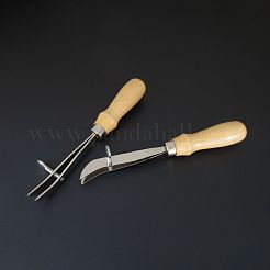 調節可能なレザーエッジャークリーサー  木製ハンドル付き  DIY手作りレザークラフトツール用  バリーウッド  19x2.7cm&nbsp;PURS-PW0003-039