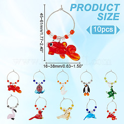 Sea Animal Glass Wine Glass Charms&nbsp;AJEW-GA00018