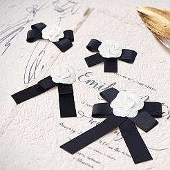 4Pcs 4 Style Polyester Camellia Bow Tie Neck Tie Lapel Pins&nbsp;JEWB-AN0001-03