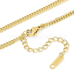 Ion Plating(IP) 304 Stainless Steel Double Layer Heart Necklaces&nbsp;NJEW-K276-26G
