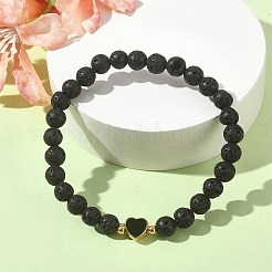 Natural Lava Rock Round Beaded Bracelets&nbsp;BJEW-JB09881-07