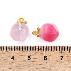 合金ペンダント  桃色のペンダント  ガラスと  ゴールドカラー  ミックスカラー  19x12.5x12mm  穴：1.8mm&nbsp;FIND-K020-25G