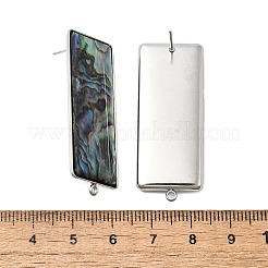 304 Stainless Steel Pave Natural Paua Shell Stud Earring Findings&nbsp;STAS-Z125-04P