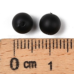 つや消しプラスチック製模造真珠ビーズ  ラウンド  ブラック  6mm  穴：1.4mm&nbsp;KY-F022-6mm-05