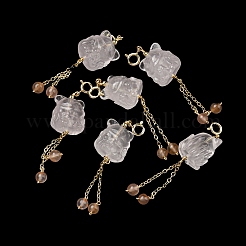 Natural Rose Quartz Nine Tail Fox Pendant Decorations&nbsp;G-R489-22G