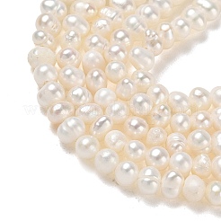 天然養殖淡水パールビーズ連売り  ポテト  ベージュ  3~4mm  穴：0.5mm  約101~102個/連  13.19''（33.5センチメートル）&nbsp;PA-CBAC463-43