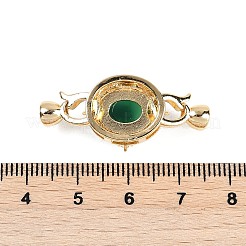 真鍮製マイクロペーブクリアキュービックジルコニアの留め金  オーバル  天然な緑の瑪瑙と  18KGP本金メッキ  35mm&nbsp;KK-U043-54G-02
