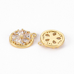 真鍮マイクロパヴェクリアキュービックジルコニアチャーム  花  18KGP本金メッキ  13x11x2.5mm  穴：1.2mm&nbsp;LS-X-ZIRC-S068-044-NF