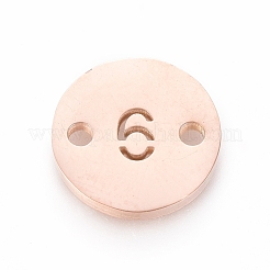 304ステンレススチールリンク  PVD真空メッキ  クラフトジュエリー作成用  フラットラウンド  ローズゴールド  NUM。6  10x1mm  穴：1.4mm&nbsp;STAS-G216-06RG