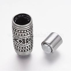 304ステンレススチール製マグネット留め具、接着端付き  コラム  アンティークシルバー  29x13mm  穴：8mm&nbsp;STAS-K122-04