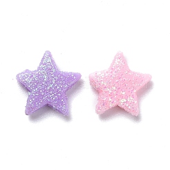 不透明なアクリルビーズ  グリッターパウダー付き  スター  ミックスカラー  13.5x14.5x4mm  穴：1.6mm&nbsp;X-MACR-T033-05