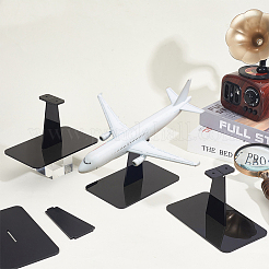 アクリル製アクションフィギュアディスプレイホルダー4袋  飛行機模型スタンド  ブラック  13x8x8cm&nbsp;ODIS-GA0001-88