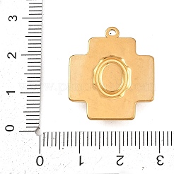 304ステンレススチール、合成ターコイズペンダント  ゴールドカラー  クロスチャーム  25x22x5mm  穴：1.4mm&nbsp;STAS-H253-01C-G