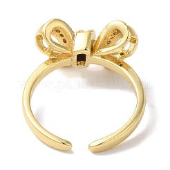 Bowknot Brass Micro Pave Clear Cubic Zirconia Open Cuff Rings for Women&nbsp;RJEW-C098-08G