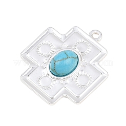 304 Stainless Steel with Synthetic Turquoise Pendants&nbsp;STAS-H253-01C-S