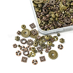 15スタイルチベットスタイル合金スペーサービーズセット  混合図形  アンティークブロンズ  3~9x3~7mm  穴：1~2.5mm&nbsp;DIY-FS0007-16