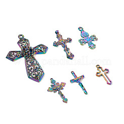 12個6スタイルメッキ合金ペンダント  虹色  2個/スタイル&nbsp;FIND-TA0001-44