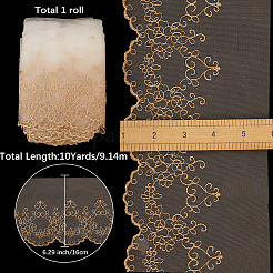 10ヤードのポリエステル花刺繍レースリボン  レースのトリム  洋服アクセサリー  ペルー  6~6-1/4インチ（152~160mm）&nbsp;OCOR-GF0004-86