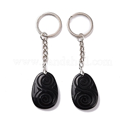 Natural Gemstone Teardrop with Spiral Pendant Keychain&nbsp;KEYC-A031-02P