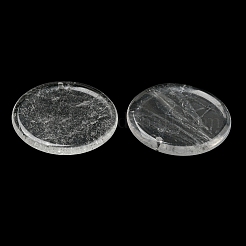 天然石クオーツクリスタルペンダント  ロッククリスタルフラットラウンドチャーム  29.5~30x3mm  穴：1.6mm&nbsp;G-B071-01N