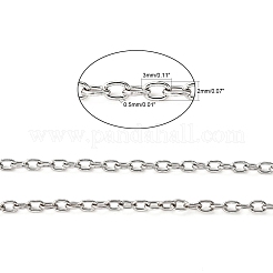変色しにくい304ステンレススチールアズキチェーン  ハンダ付け  スプールで  ステンレス鋼色  3x2x0.5mm  約32.8フィート（10m）/ロール&nbsp;CHS-A003I-0.5mm
