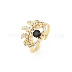 Brass Micro Pave Cubic Zirconia Cuff Rings for Women&nbsp;RJEW-Z113-44G