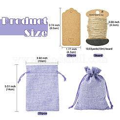 20Pcs Rectangle Polyester Imitation Burlap Packing Pouches Drawstring Bags&nbsp;ABAG-YW0001-18