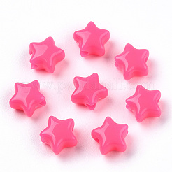 不透明なアクリルビーズ  スター  濃いピンク  9x9.5x5.5mm  穴：2.5mm  約2050個/500g&nbsp;MACR-T047-01-14