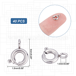 304ステンレススチールスプリングリング留め金  ステンレス鋼色  5x1.5mm  穴：1.5mm  40個/箱&nbsp;STAS-UN0035-87