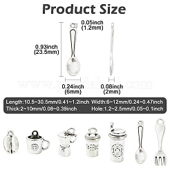 70pcs7スタイルチベットスタイル亜鉛合金ペンダント  アンティークシルバー  10.5~30.5x6~12x2~10mm  穴：1.2~2.5mm  10個/スタイル&nbsp;FIND-CJ0005-28