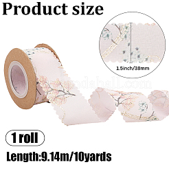 ポリエステルリボン  木模様  布ドレス縫製アクセサリー  ピンク  1-1/2~1-5/8インチ（38~40mm）&nbsp;OCOR-WH20006-93D