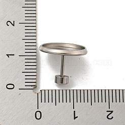 変色しない201ステンレススチールスタッドピアス金具  304ステンレスピン付き  ラウンド  ステンレス鋼色  トレイ：12mm  10.5x14x14mm&nbsp;STAS-O004-07D-P