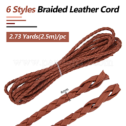 6Pcs 6 Colors Braided Imitation Leather Cords&nbsp;OCOR-DC0001-10B