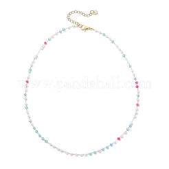 Handmade Faceted Rondelle Glass Beaded Necklaces with 304 Stainless Steel Chian for Women&nbsp;NJEW-JN05910