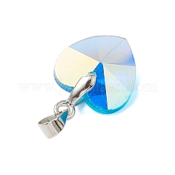 ガラスチャーム  真鍮パーツ  ハート  プラチナ  ミックスカラー  19x14x7mm  穴：5x4mm  9個/セット&nbsp;PALLOY-JF02756-02