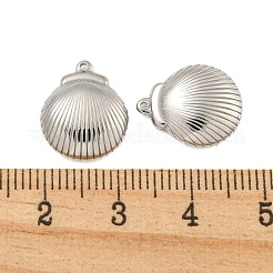 変色しない304ステンレススチールペンダント  貝殻の形のチャーム  ステンレス鋼色  15x12x4mm  穴：0.9mm&nbsp;STAS-L080-012P