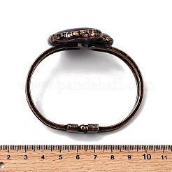 女性用天然アメジスト＆ラブラドライトバングル  ムーン  赤銅真鍮の留め具付き  内径：2-1/2x1-3/4インチ（6.25x4.5cm）&nbsp;BJEW-A043-01R-03