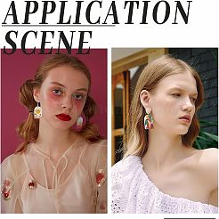 DIYダングルピアス作成キット  24個入り12模様アクリルパーツ  30個の鉄のピアスフック  40個の鉄丸カン  ミックスカラー  39~40x25~25.5x2~2.5mm  穴：1.8mm  2個/模様&nbsp;DIY-NB0005-18