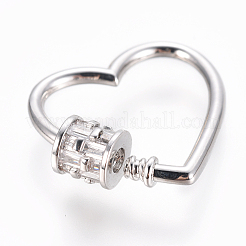 Brass Micro Pave Cubic Zirconia Screw Carabiner Lock Charms&nbsp;ZIRC-F105-17P