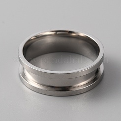 201ステンレススチール製溝付き指輪（女性用）  ステンレス鋼色  usサイズ11 3/4(21.1mm)&nbsp;RJEW-WH0010-04F-P