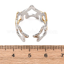 304ステンレススチールカフオープンリング  スター  ゴールデン·ステンレス鋼色  usサイズ7 1/4(17.5mm)&nbsp;RJEW-Z142-01GP