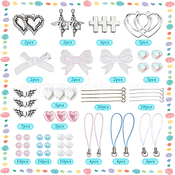 アクリル＆合金の携帯ストラップDIYキット  ミックスカラー  10x11x5.5mm  穴：1.8mm  5pc&nbsp;DIY-SC0026-28