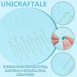 100Pcs 2 Colors Brass Flat Head Pins&nbsp;KK-UN0003-99
