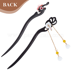 2Pcs 2 Styles Wood Hair Sticks&nbsp;OHAR-CN0001-03
