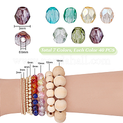 280Pcs 7 Colors Transparent Glass Beads&nbsp;GLAA-PH0004-46