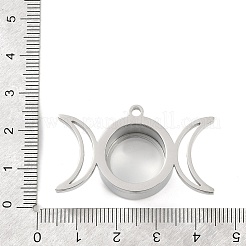 304ステンレススチールロケットペンダント  ガラスと  三重の月チャーム  ステンレス鋼色  23x39.5x11mm  穴：2.2mm&nbsp;STAS-S132-14P-02